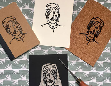 Linogravure portrait en un tracé