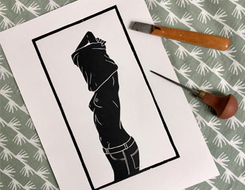 Linogravure - Silhouette n°3 - Noire